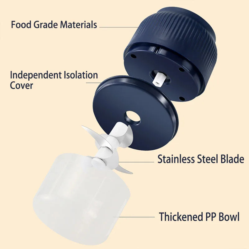 Portable Showlu Smart Mini Electric Blender with 3 blades and 250ml cup for smoothies and quick blending.
