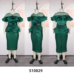 African Dresses for Women Elegant Fashion Ruffle Wedding Party Long Dress Plus Size Turkey Sequin Evening Gown Africa Clothing