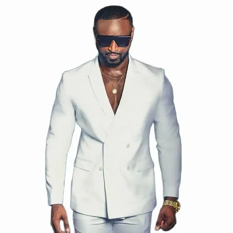 Double Breasted African Suits For Men Wedding Prom Slim Fit 2 Piece Set Custom Male Fashion Groom Tuxedo Custome 2025