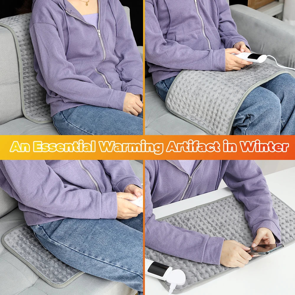 Showlu Smart General electric heating pad with adjustable temperature and timer, plush warm mat for relaxing comfort.