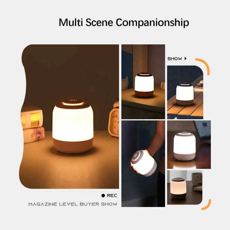 Showlu Smart General LED rechargeable table lamp with adjustable brightness and modern design, illuminated on a sleek surface.