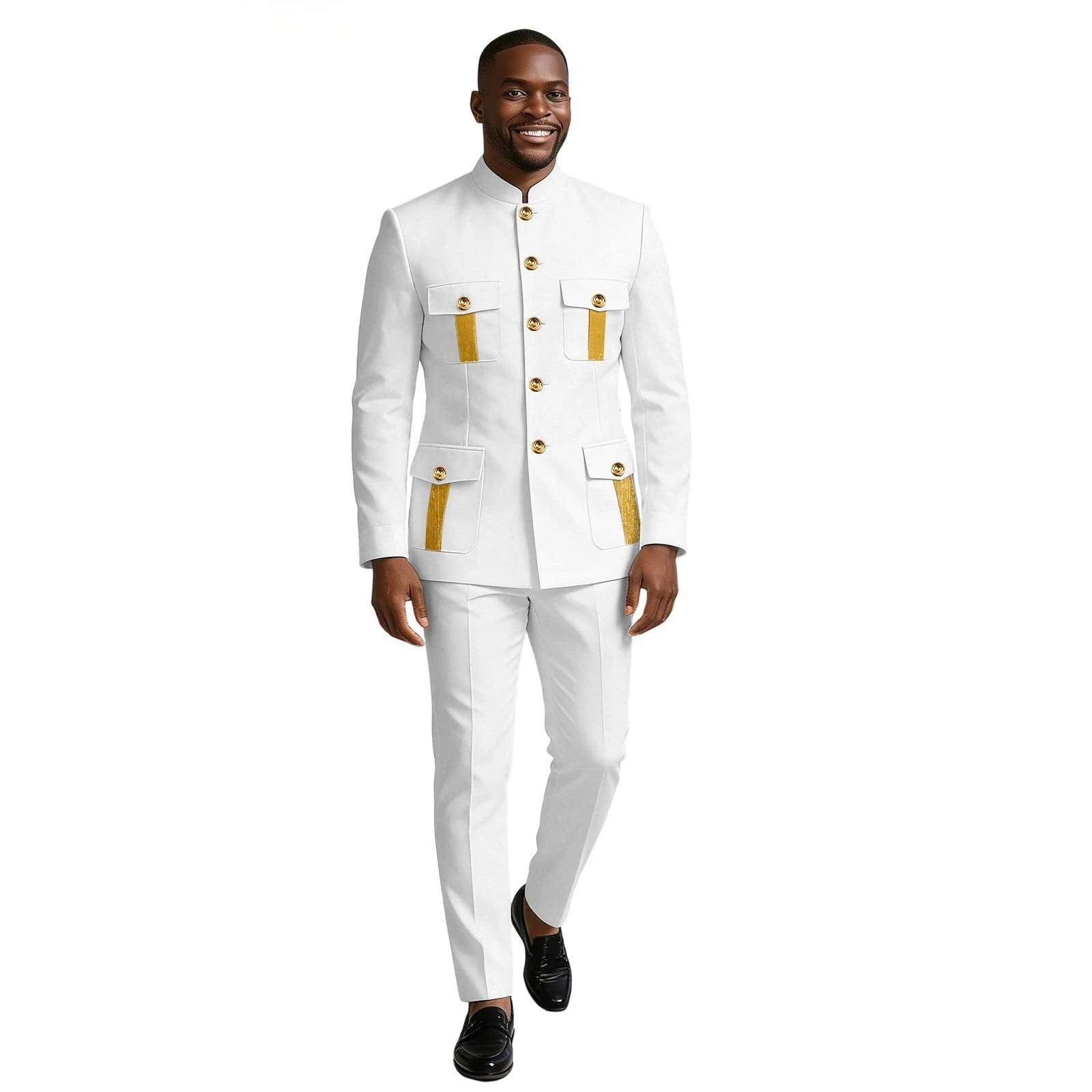 Men's formal business suit by Showlu Smart General featuring a double-breasted blazer, ideal for weddings and formal occasions.