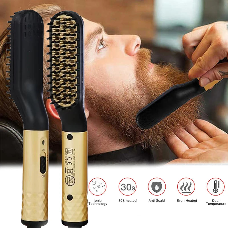Showlu Smart General beard straightening comb with sleek design, showcasing the electric comb ready for grooming facial hair.