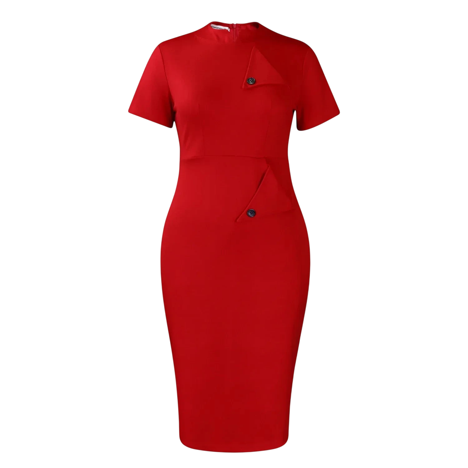 Yihddy Women's Bodycon Midi Dress with half high collar, vintage party sheath style, shown in black on a model.