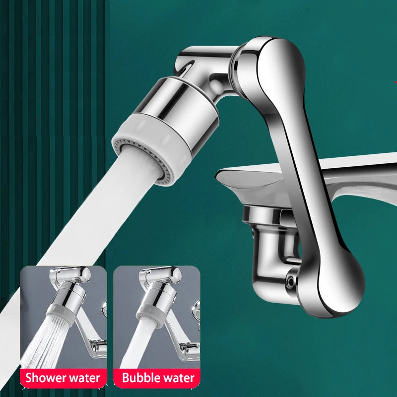 Showlu Brass 1080 Swivel Faucet Extender with universal 2-mode aerator, showcasing its adjustable design and sleek finish.