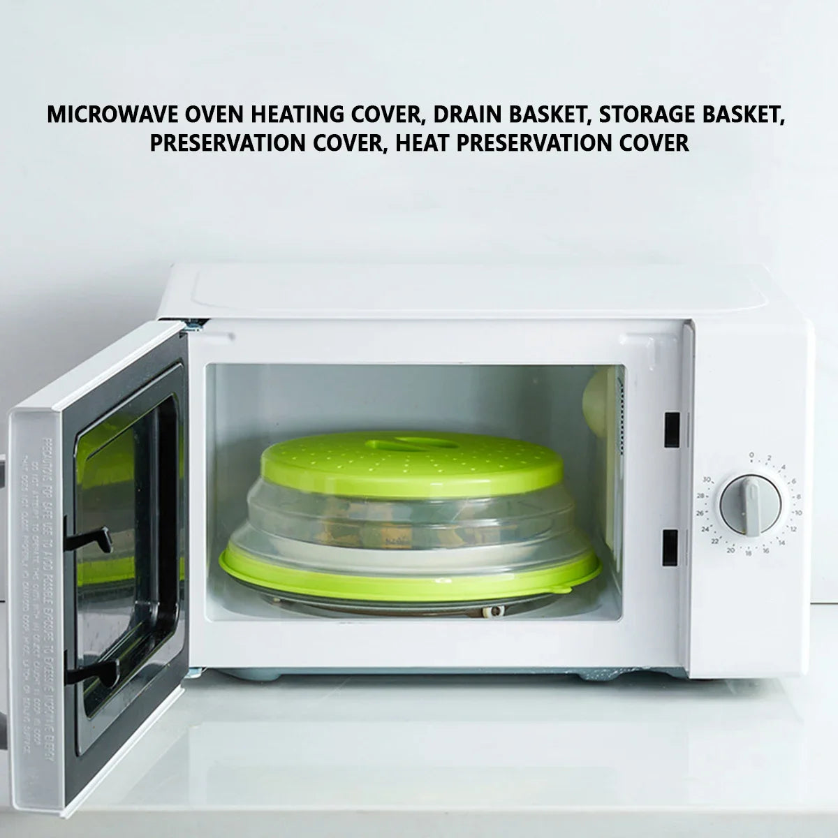 Showlu Smart General silicone microwave cover with vent holes, designed to prevent splatters and keep microwave clean.