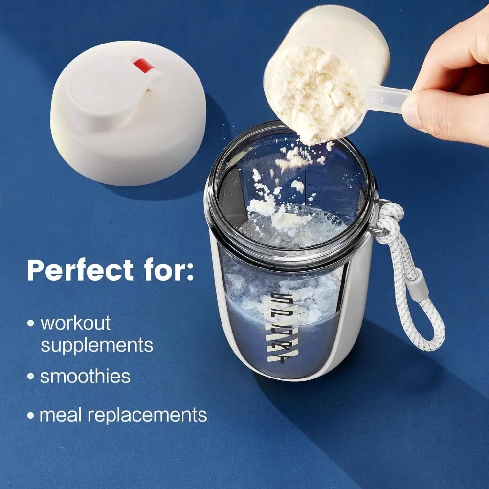 Showlu leakproof 20oz BPA-free Tritan plastic protein shaker bottle with mixing lid and secure cap for fitness and hydration.