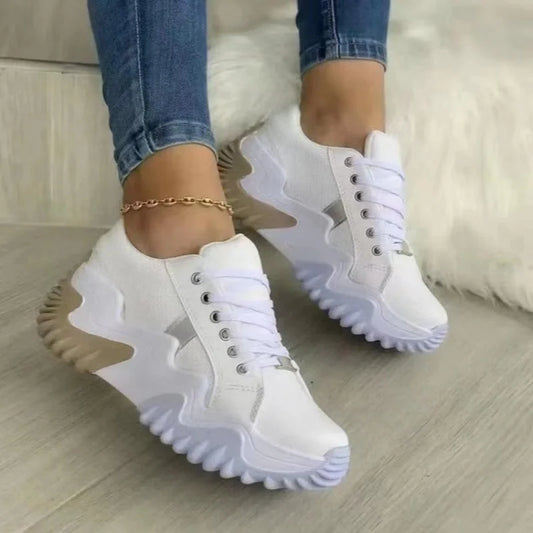 2025 Spring Autumn New Women's Casual Shoes Internal Height Increased European American Thick Bottom Sponge Cake Heel Independen