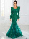SHOWLU FASHION Sweetheart Neck Sequin Mesh A-Line Formal Evening Dress with intricate sequin details and elegant mesh fabric.