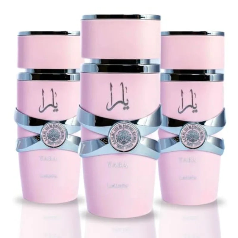 Lattafa Yara Eau De Parfum bottle showing long-lasting vanilla floral scent in 100ml size.