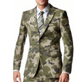 SHOWLU men's camouflage slim fit wedding tuxedo suit set, two-piece formal suit with jacket and trousers in camouflage pattern.