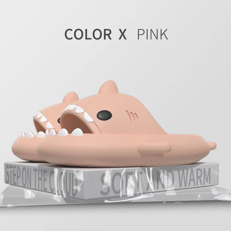 HKAZ Shark Slides by SHOWLU FASHION STORE, non-slip EVA slippers for men, women, and kids, featuring shark design and comfortable fit.