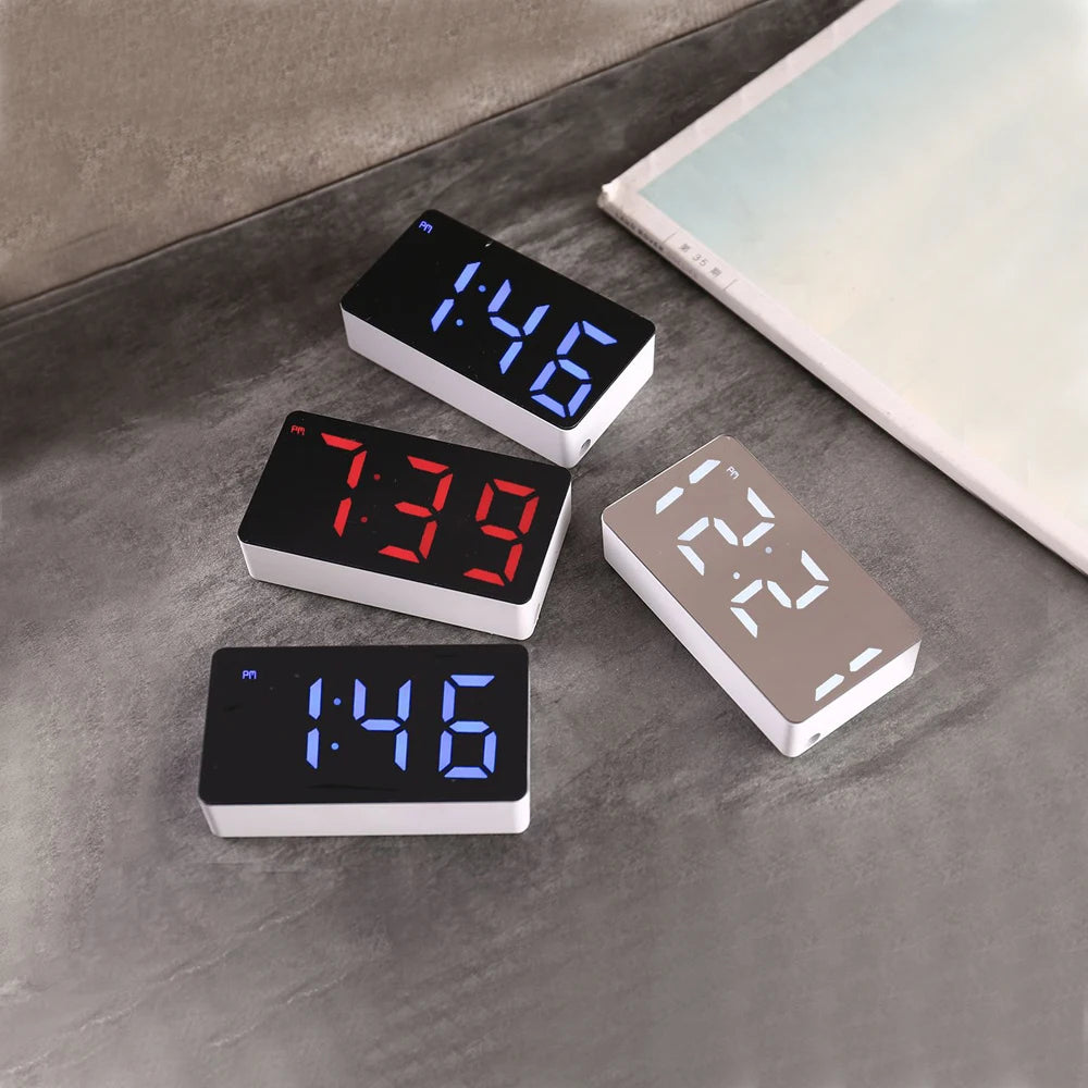 Showlu Smart General LED alarm clock displaying time with digital screen and illuminated buttons on a sleek modern design.