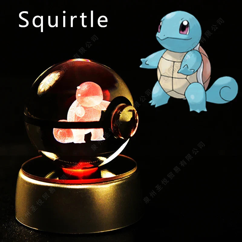 SHOWLU FASHION STORE Miniso Pokemon 3D Crystal Ball Night Light LED glass Pokeball lamp on display