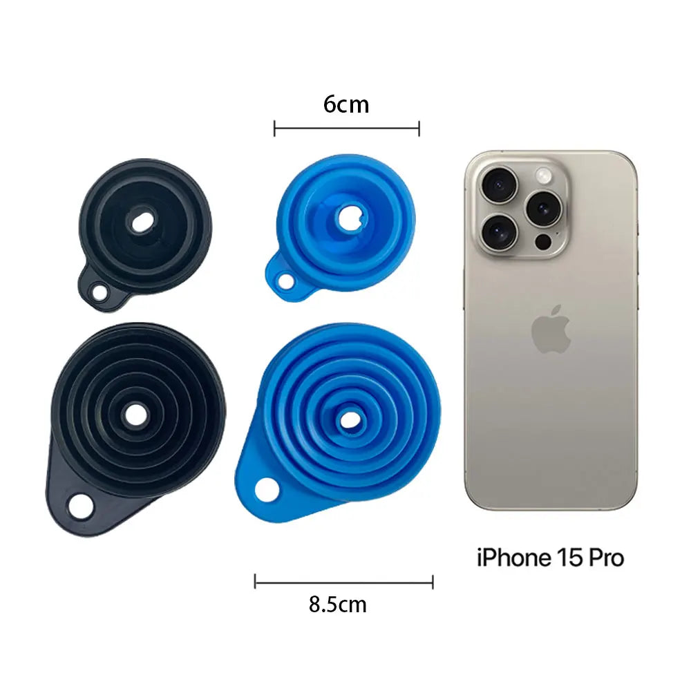 Showlu Smart General collapsible funnel set with multiple silicone funnels in various sizes, compact and easy to store.