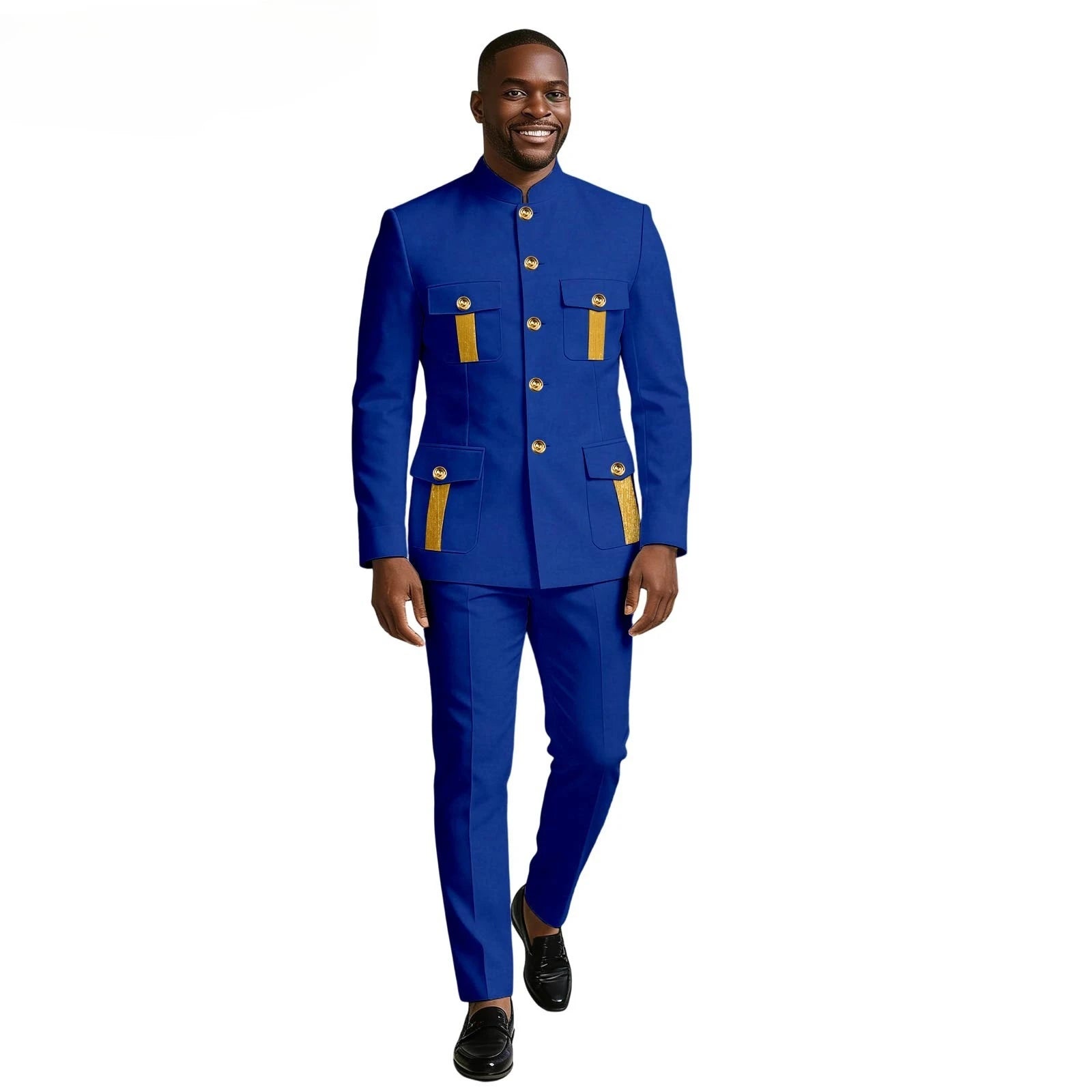 Men's double-breasted business suit blazer by Showlu Smart General, formal tuxedo for weddings, available in XS to 6XL size.
