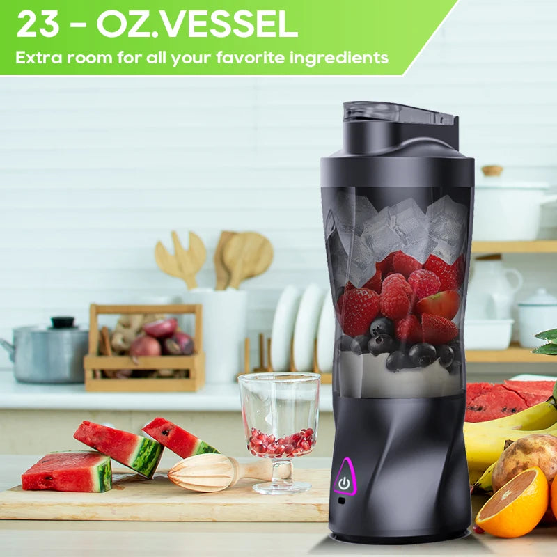 Showlu Smart General portable electric juicer blender with 700ml capacity and 360W motor, displayed with blending jar and control buttons.