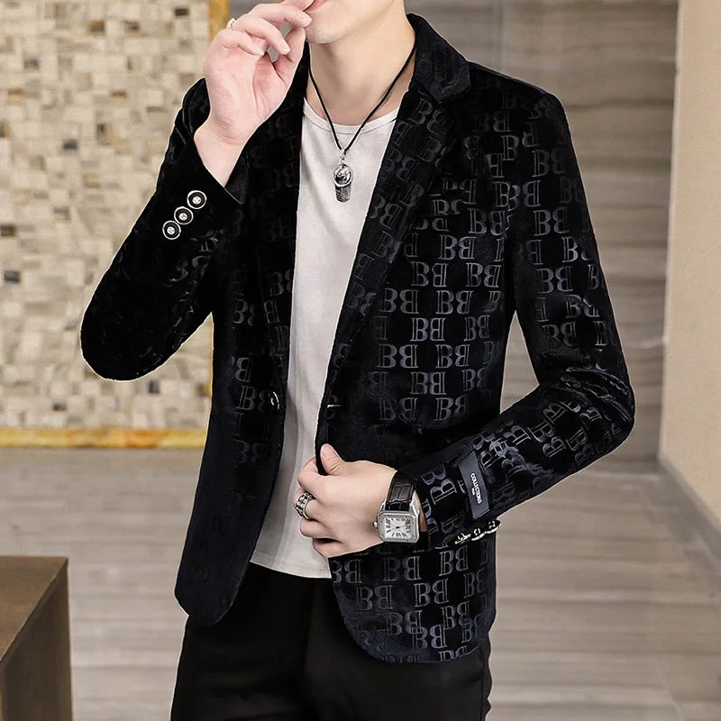 Golden velvet men's suit jacket，Internet famous men's suit jacket，Shiny men's suit jacket，men's Blazer，Blazer for men