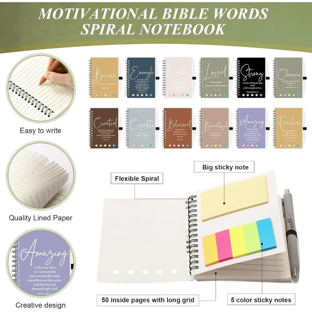Set of 60 Christian prayer journals with matching Bible pens from Showlu Fashion, featuring inspirational covers and writing accessories.
