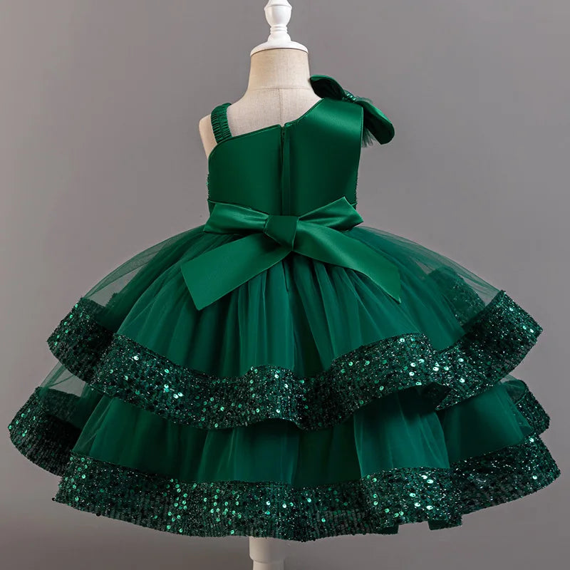 Doveark Girls sequin flower girl dress by Showlu Fashion Store, sleeveless ball gown with floral embellishments for special occasions