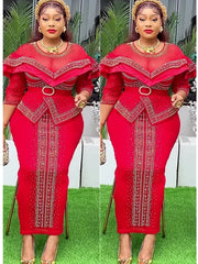 2025 Elegant African Dresses for Women New Africa Clothing Plus Size Spring Wedding Party Long Dress Dashiki Ankara Outfits Robe