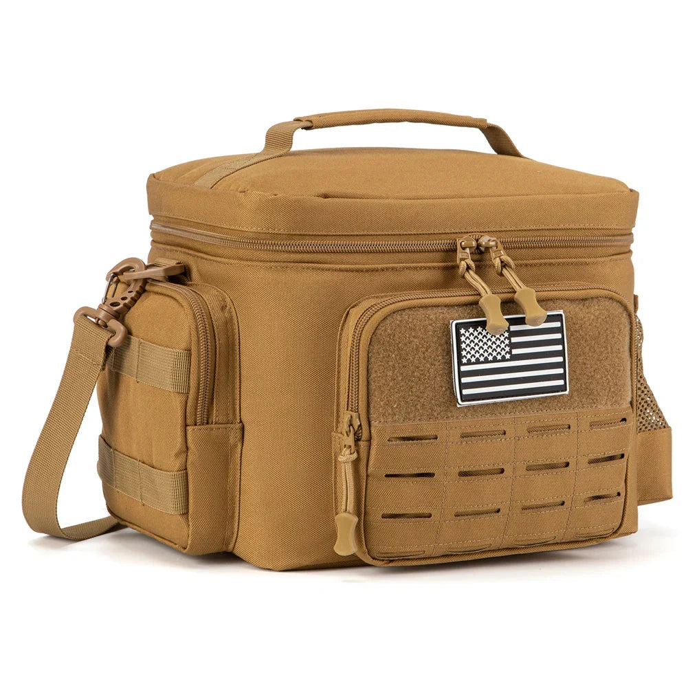 Heavy duty Showlu Tactical Lunch Bag with insulated thermal cooler box for keeping food fresh and cold.