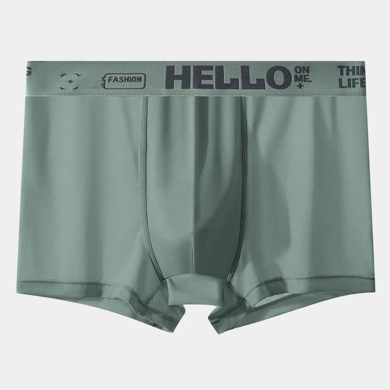 Showlu men's ice silk boxer shorts featuring breathable graphene fabric, soft, lightweight underwear for comfort and moisture control.
