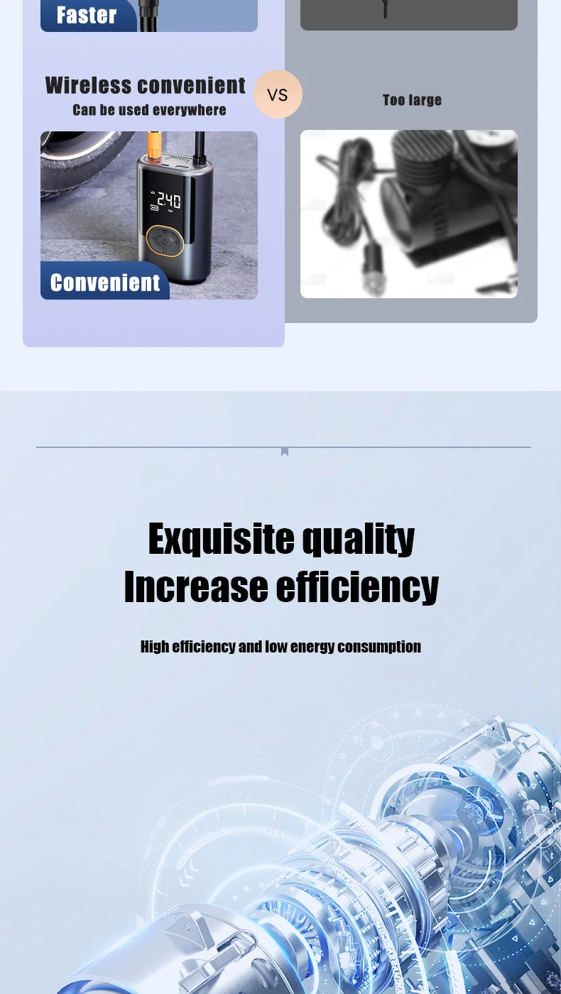 Wireless portable digital air compressor tire inflator from Showlu Smart General, showing digital display and compact design