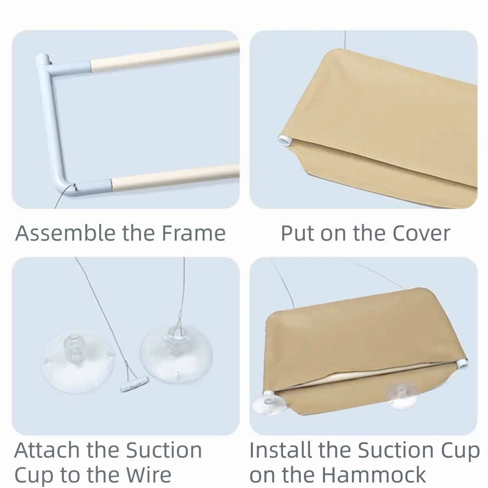 Showlu Fashion Cat Window Perch with durable fabric, detachable hanging bed, and hammock design for comfortable outdoor lounging.