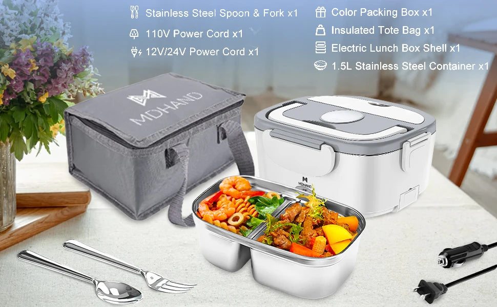 Electric Lunch Box Pro by Showlu Smart General, portable food warmer with lid, compact design, and modern appearance.