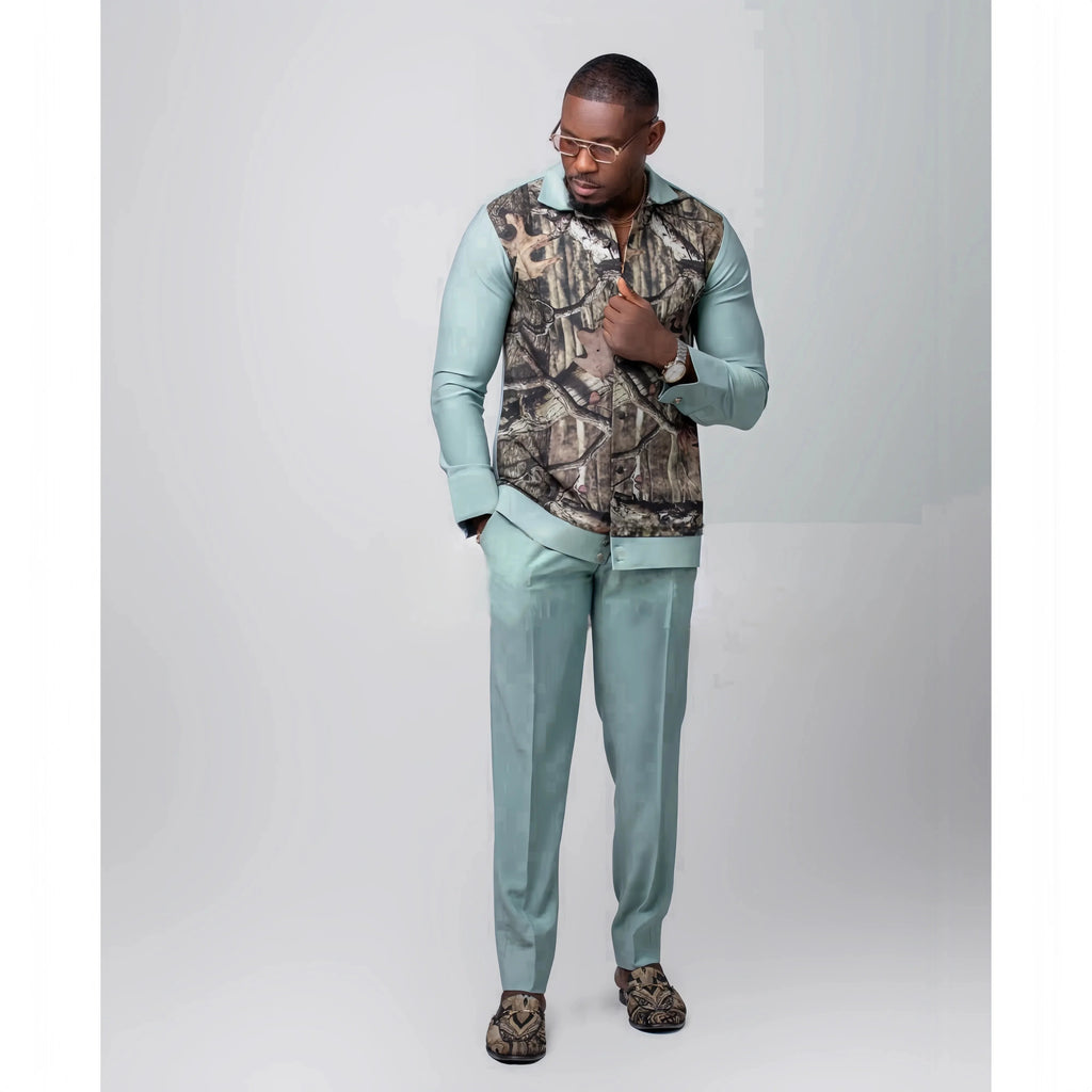 Men's striped two-piece suit by SHOWLU FASHION for formal occasions, featuring a cotton blend fabric and tailored fit.