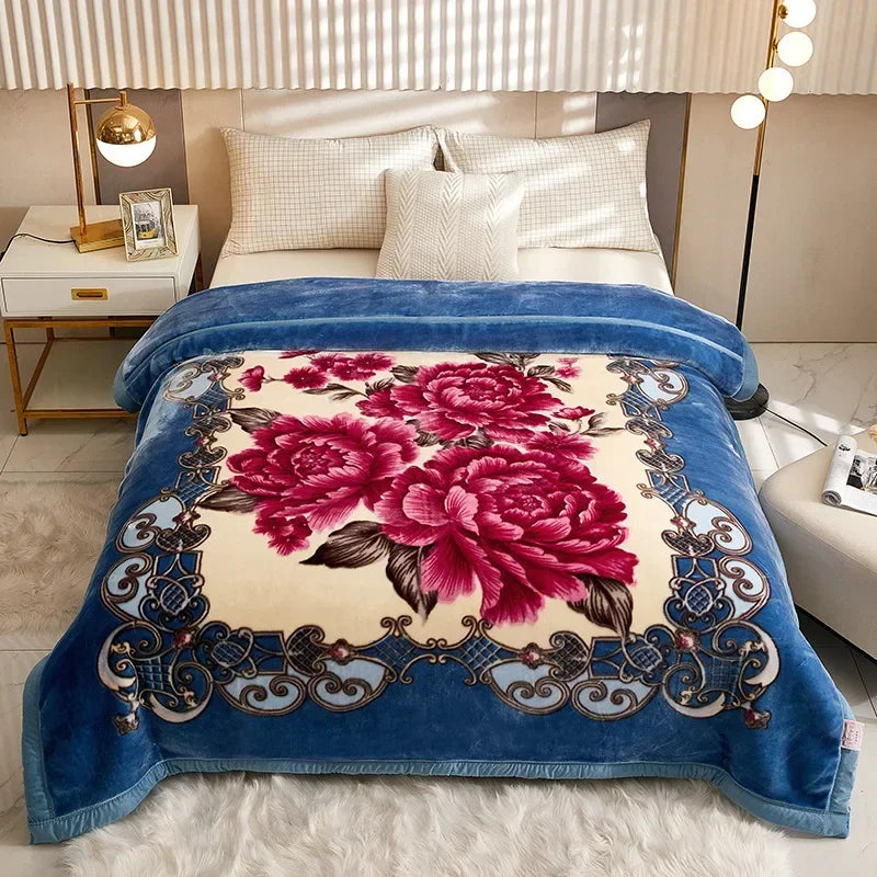 Raschel Mink Double Layer Winter Thick Plush Blanket For Bed Soft Warm Fluffy Throw Blankets 150x200cm Thicken Fleece Quilts