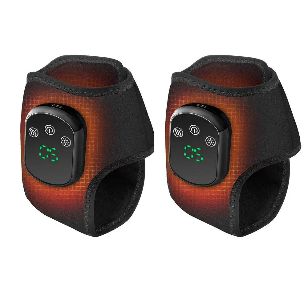 Electric heating foot massager with vibration, ankle brace support, and joint relief for relaxation and ankle protection.