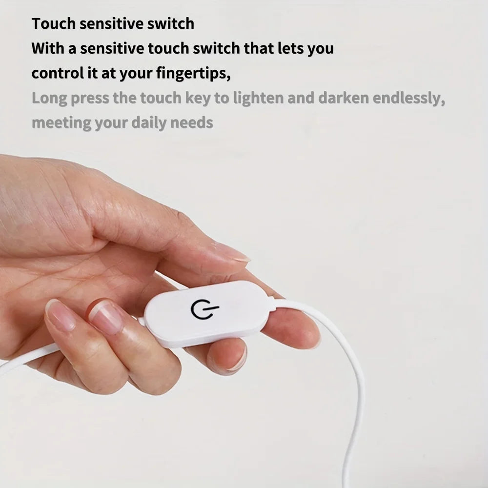 Flexible USB LED strip light in warm white from Showlu Smart General, showing the slim, tape-style design illuminated in a close-up image.