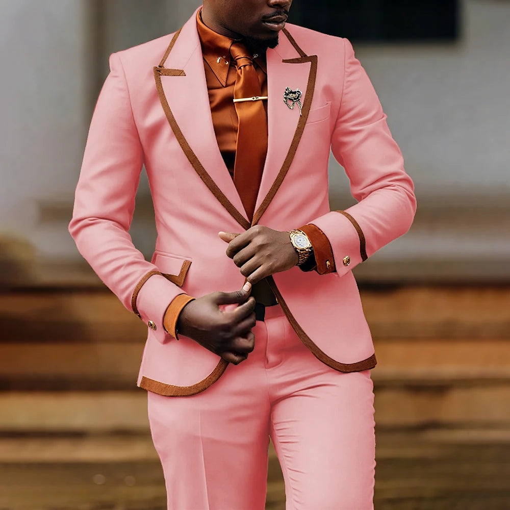 Men's slim fit formal suit by Showlu Fashion, featuring a tailored jacket and pants for evening parties and business events.