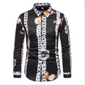 Showlu men's retro plaid long sleeve shirt with casual floral pattern, ideal for stylish dress or casual wear.
