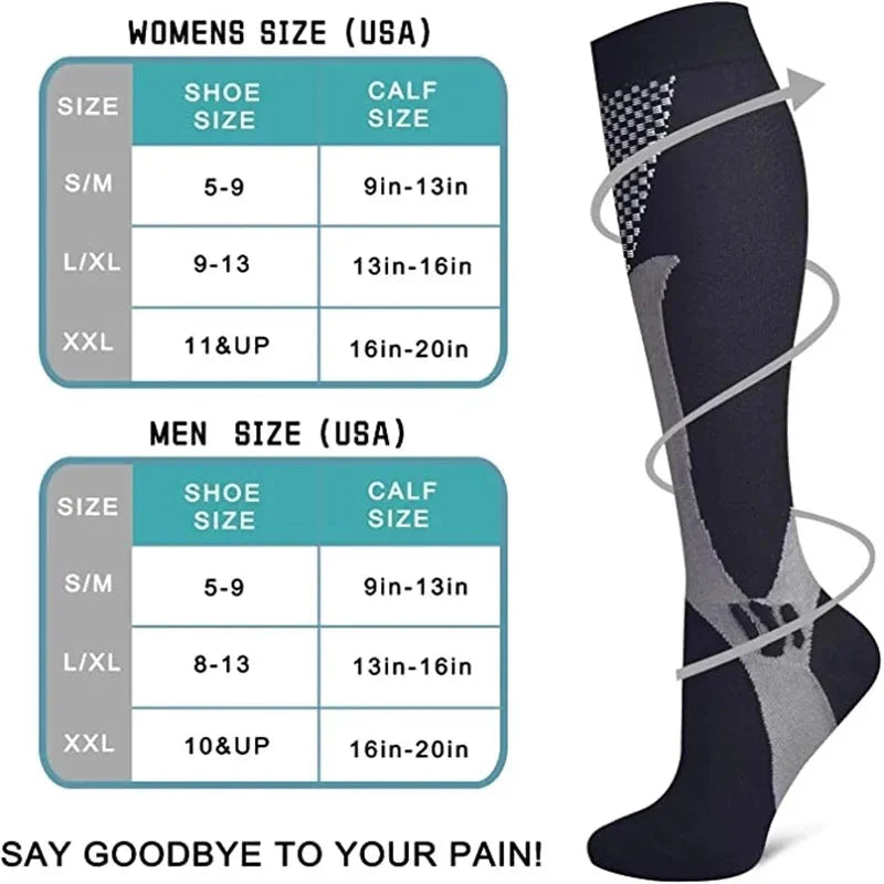 Showlu men's compression golf socks, knee-high nylon nursing stockings with supportive fit and breathable material.