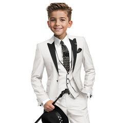 Navy Blue Boys Tuxedo 3-piece Blazer Pants Vest Wedding Boy Suit Formal Custom 2-16 Years Old Outfit