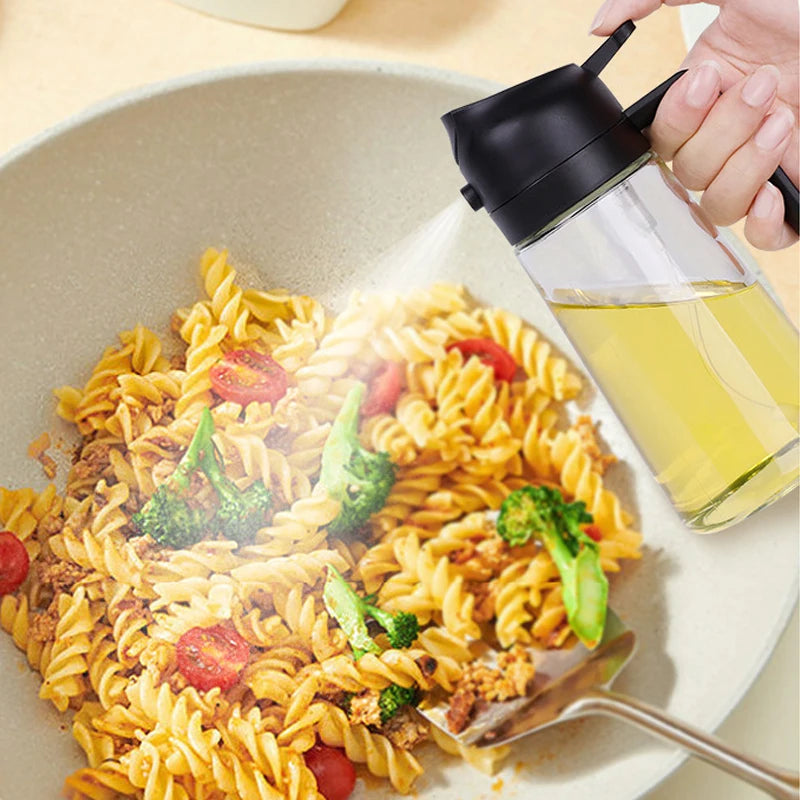 Showlu Fashion Store 2-in-1 500ml plastic spray oil dispenser bottle with trigger spray for kitchen, baking, and BBQ use