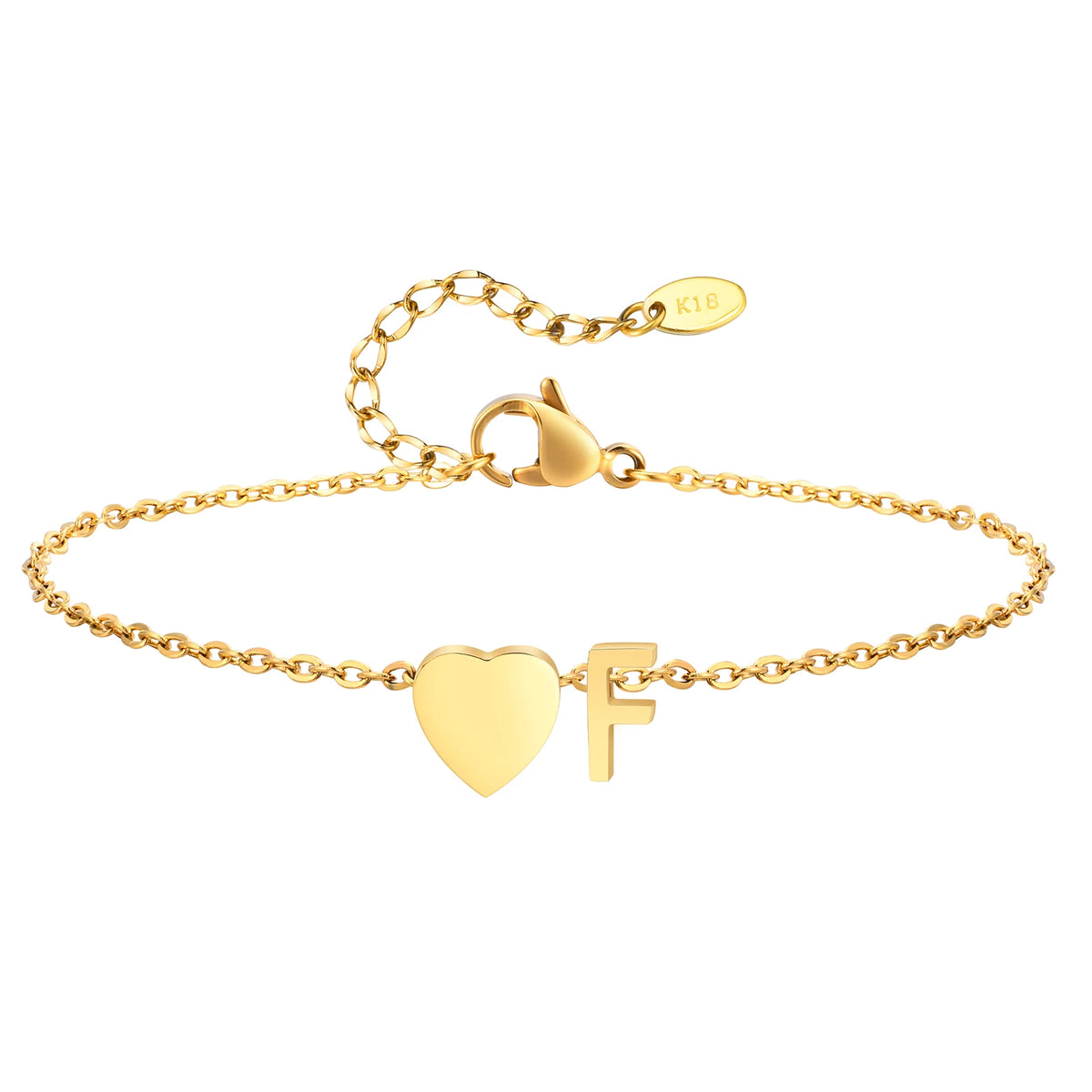 Personalized women's heart initial anklet bracelet by Showlu Fashion, adjustable stainless steel beach jewelry with hypoallergenic foot chain