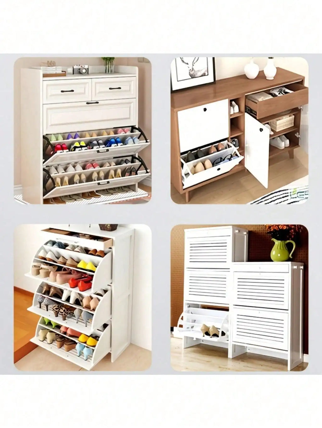 Showlu stainless steel double-layer rotating shoe cabinet hinges, durable hardware for shoe storage cabinet doors.