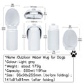 Showlu 550ml portable dog water bottle with collapsible silicone travel mug for easy pet hydration on the go.