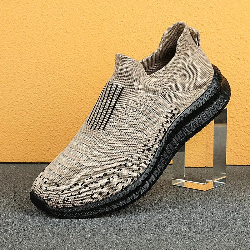 SHOWLU men's breathable mesh slip-on walking shoes with running sneaker design, lightweight and comfortable for active wear