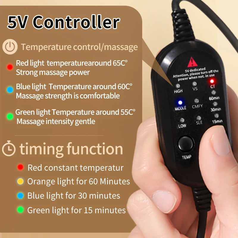 Showlu Smart heated eye massager with adjustable vibration and heat settings, featuring a sleek black design for relaxing eye relief.