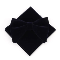 Linbaiway Mens Velvet Big Bowtie Handkerchief Set for Men Wedding Dress Necktie Butterfly Pocket Square Towel Set Custom Logo