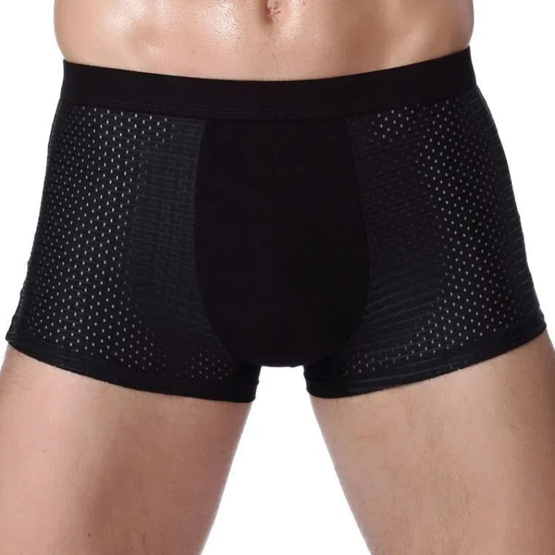 Showlu men's ice silk mesh boxer shorts in a breathable 3-pack, lightweight underwear with a comfortable fit.