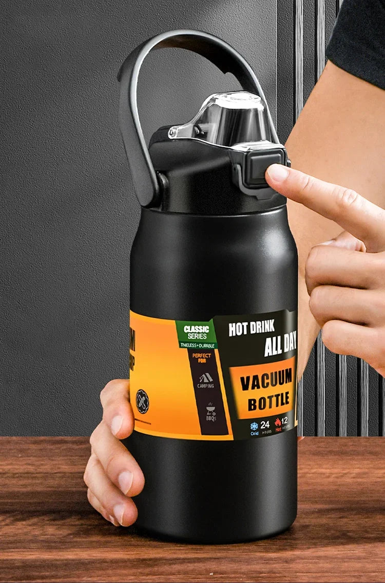 Showlu Fashion Store outdoor stainless steel thermos tumbler with straw, thermal mug for hot and cold drinks, sports water bottle