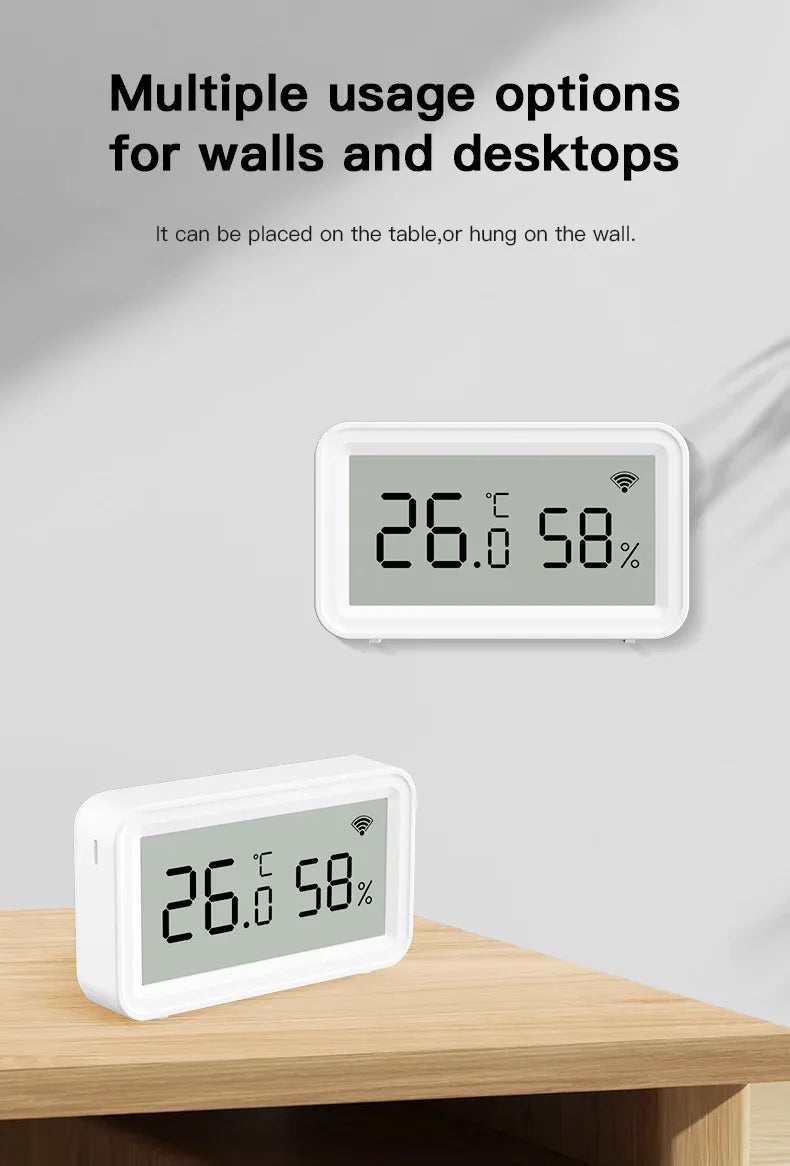 Showlu Smart WiFi Temperature and Humidity Sensor with Zigbee app control, compact device for home climate monitoring
