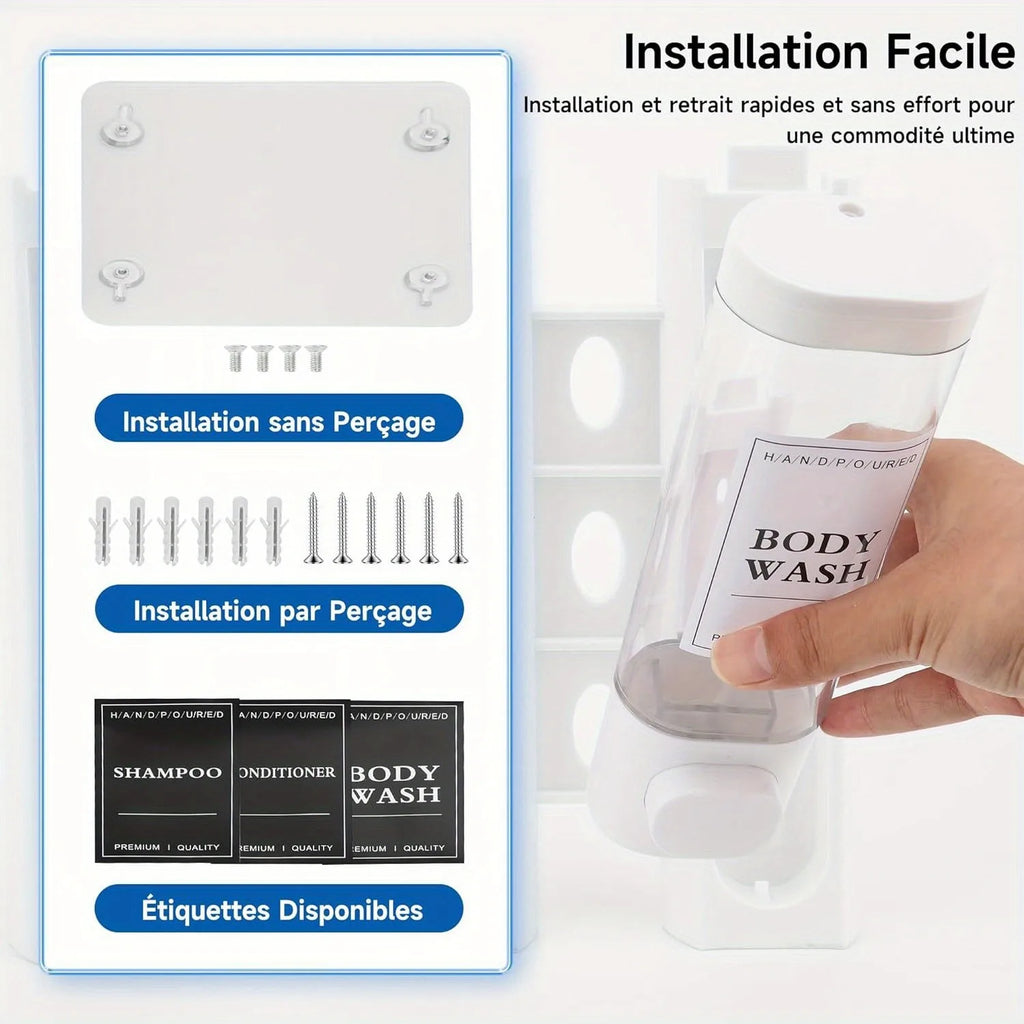 Wall mounted Showlu Smart General laundry detergent dispenser with clear container and sleek design for easy use