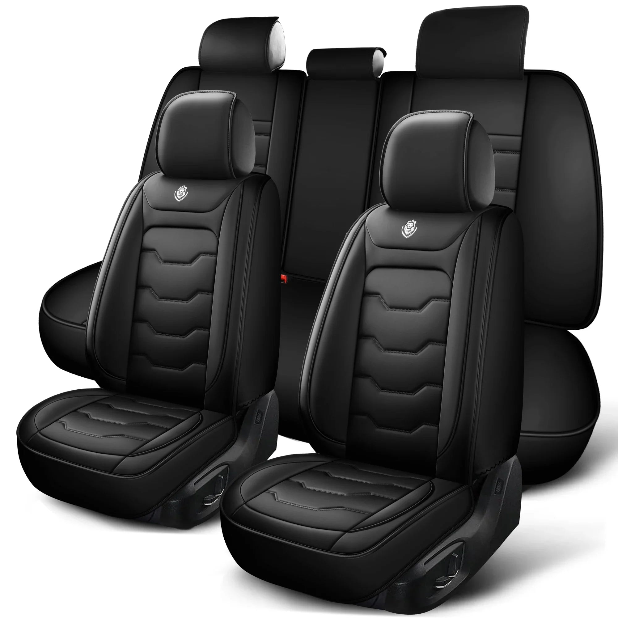 SHOWLU Universal 5-Seater Car Seat Cover set made of artificial leather, featuring five pieces for full vehicle seat protection.
